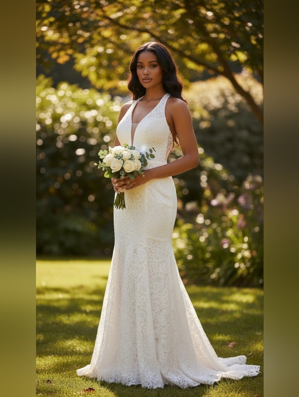 Ever Pretty White Halter Backless Bridal Gown Size 18